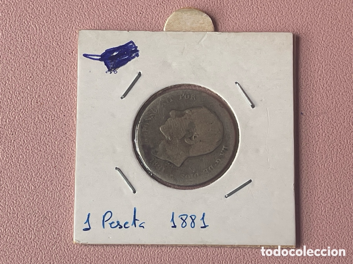 Moedas de Espanha: 1 Peseta Alfonso XII 1881 plata - BC/BC+