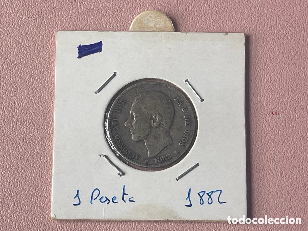 Moedas de Espanha: 1 Peseta Alfonso XII 1882 plata ensayadores MS-M - MBC/MBC+