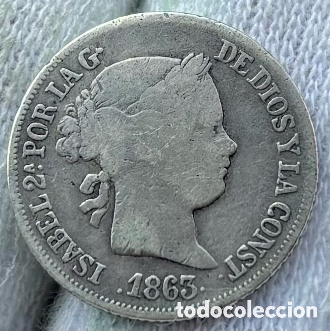 Monedas de Espa&ntilde;a: Moneda PLATA 2 Reales 1863 Sevilla. ISABEL II