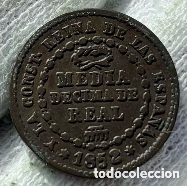 Monedas de Espa&ntilde;a: Moneda 1/2 D&eacute;cima Real 1852 Segovia. ISABEL II.
