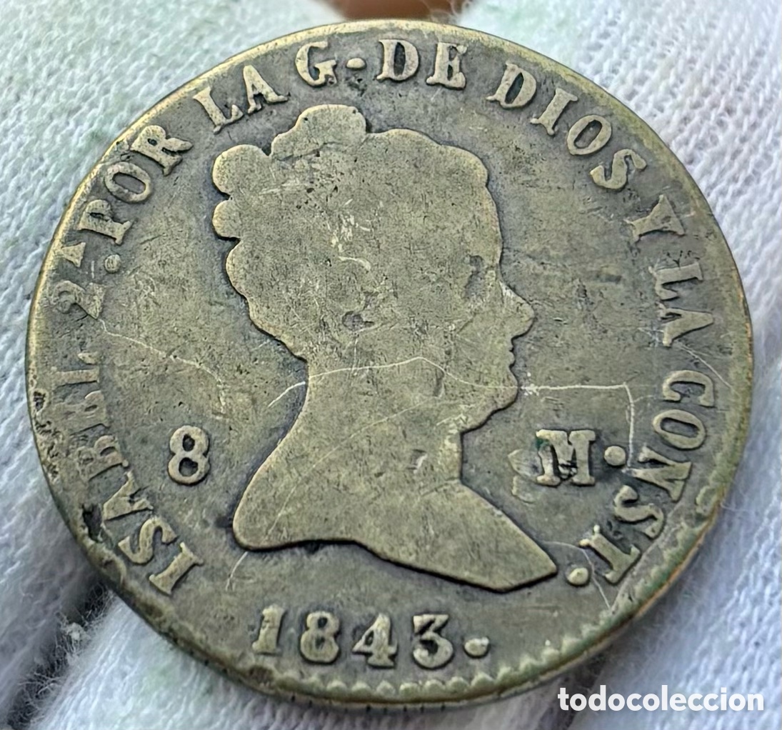 Monedas de Espa&ntilde;a: Moneda 8 Maravedis 1843 Segovia. ISABEL II