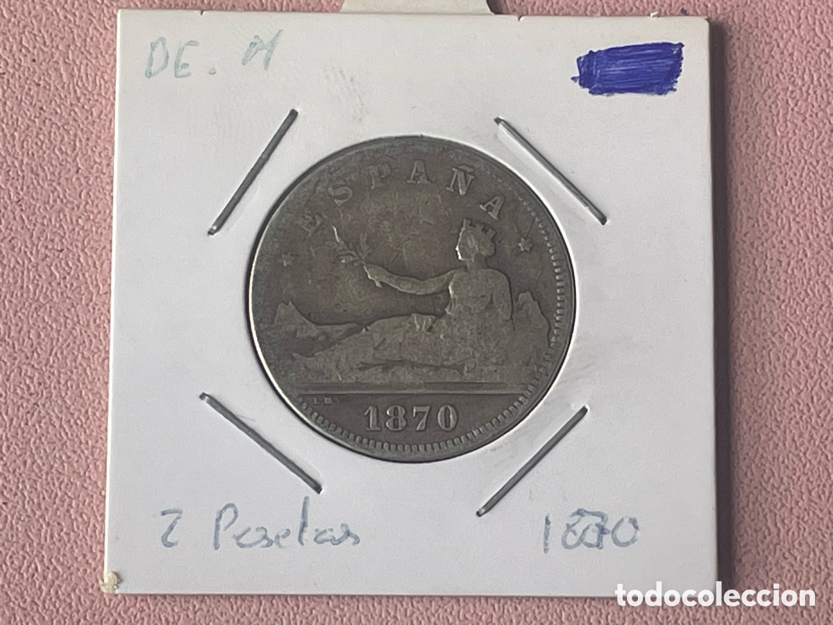 Monedas de Espa&ntilde;a: 2 Pesetas 1870 Gobierno Provisional plata ensayadores DE-M - RC/BC