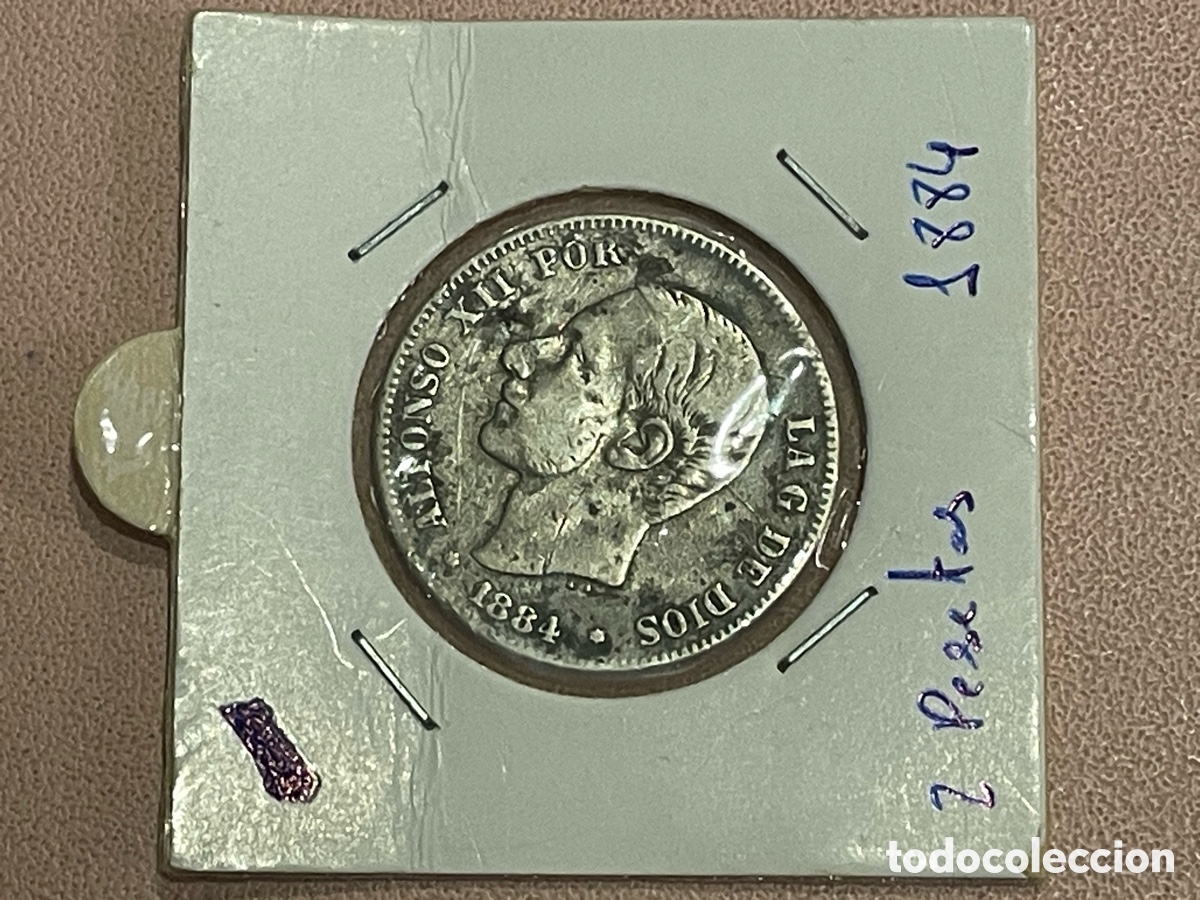 Monedas de Espa&ntilde;a: 2 Pesetas Alfonso XII 1884 plata ensayadores MSM - MBC/MBC+