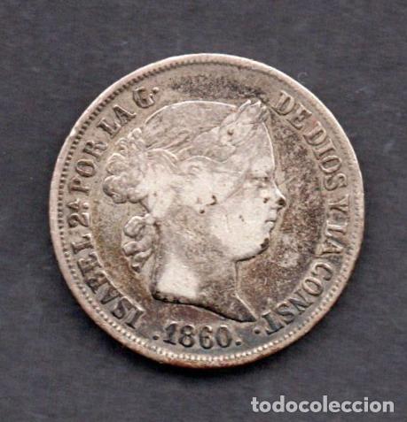 Monedas de Espa&ntilde;a: ISABEL II - 2 REALES de PLATA - 1860 MADRID - PATINA