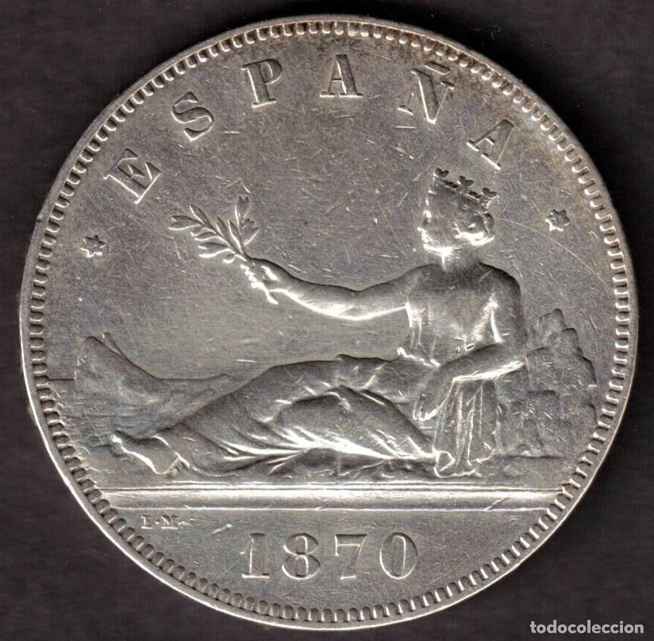 Monedas de Espa&ntilde;a: ESPA&Ntilde;A MONEDA GOBIERNO PROVISIONAL 5 PESETAS 1870 * 18 * 70 SNM