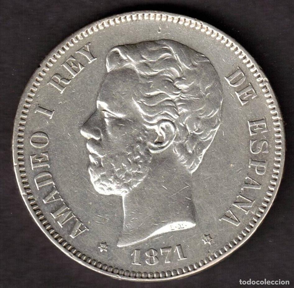 Monedas de Espa&ntilde;a: ESPA&Ntilde;A MONEDA 5 PESETAS AMADEO I 1871 * 18 * 75 DEM