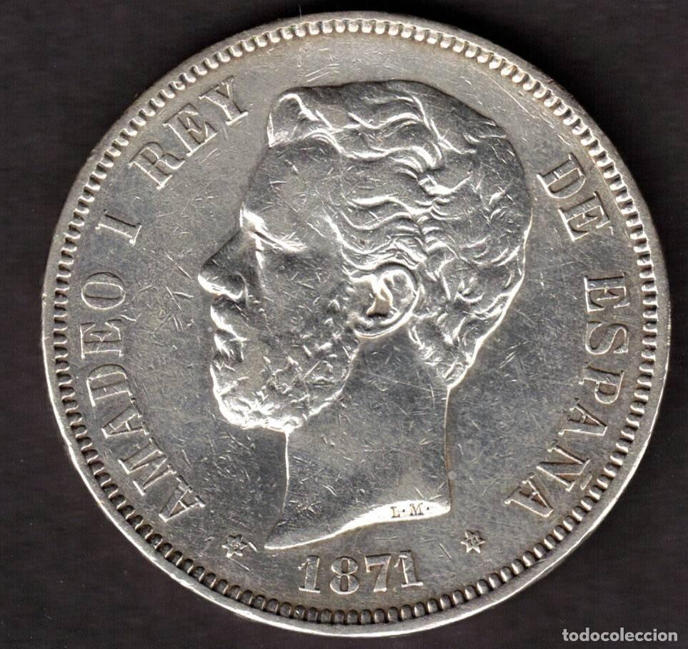 Monedas de Espa&ntilde;a: ESPA&Ntilde;A MONEDA 5 PESETAS AMADEO I 1871 * 18 * 71 SDM