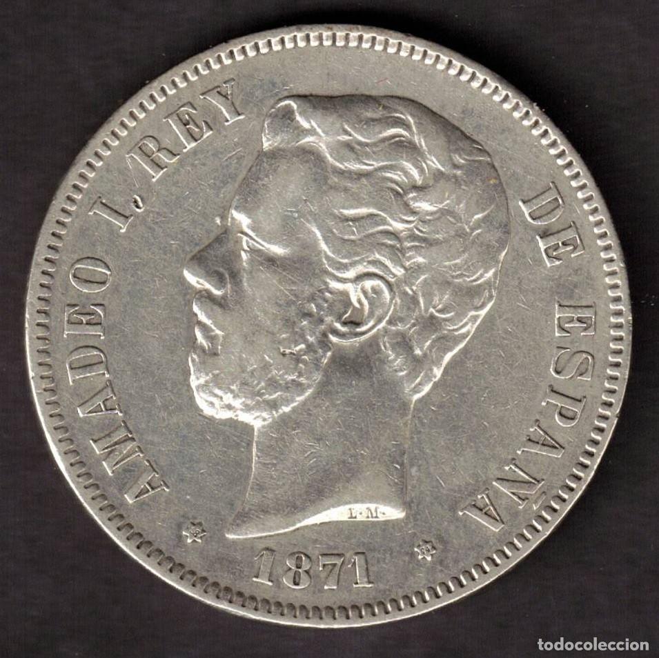 Monedas de Espa&ntilde;a: ESPA&Ntilde;A MONEDA 5 PESETAS AMADEO I 1871 * 18 * 74 DEM