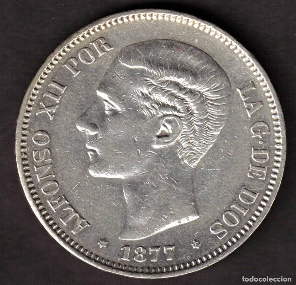 Monedas de Espa&ntilde;a: ESPA&Ntilde;A MONEDA 5 PESETAS ALFONSO XII 1877 * 18 * 77 DEM