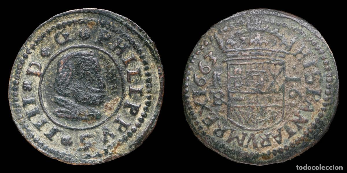 Monedas de Espa&ntilde;a: 1663, 16 Maravedis Philips IV, Madrid Mint - 25 mm / 3,37 gr.