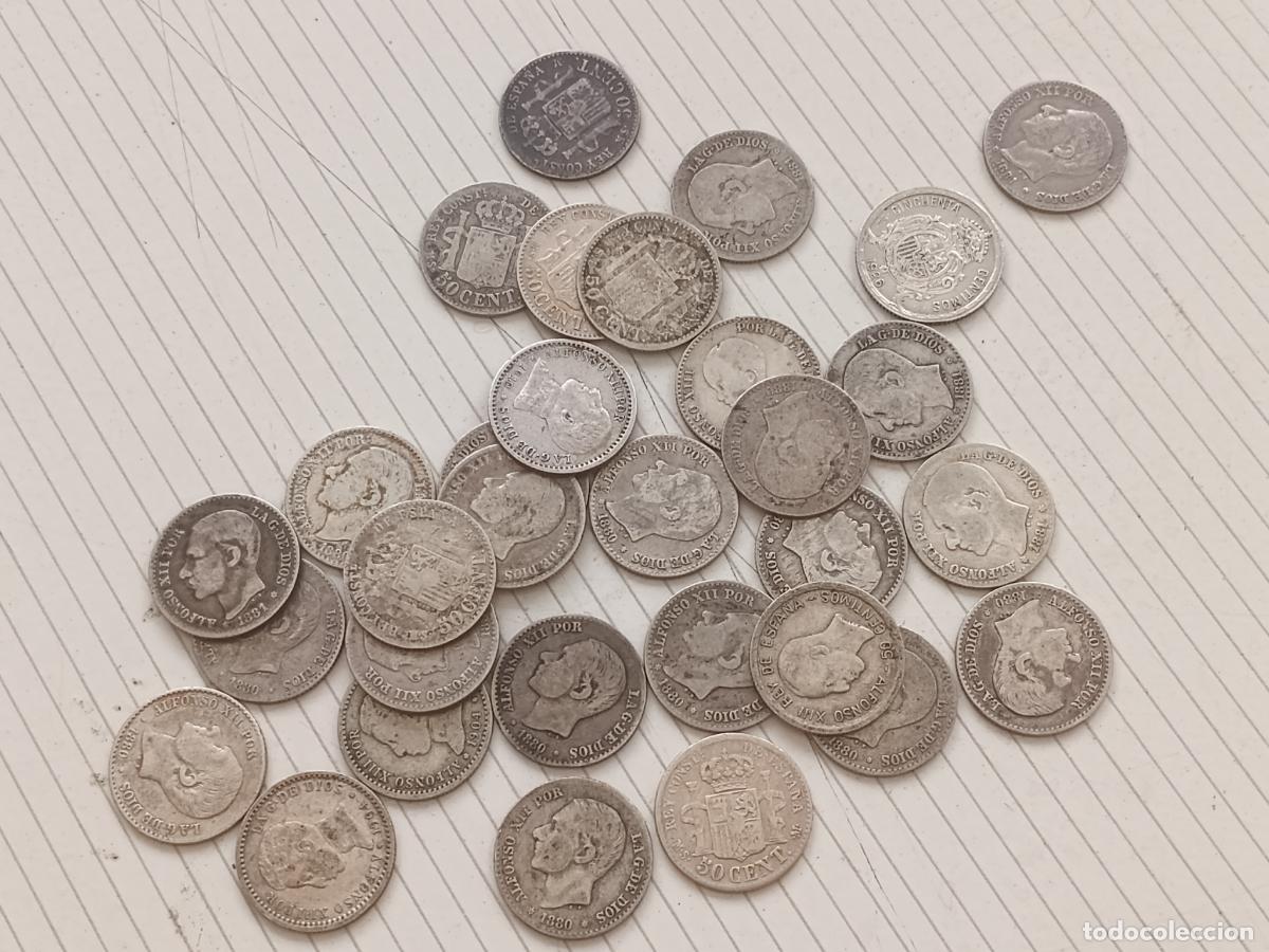Monedas de Espa&ntilde;a: 31 monedas de 50 c&eacute;ntimos de plata
