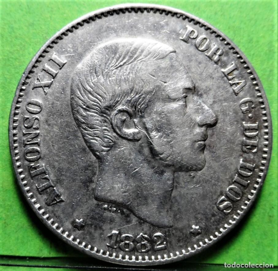 Monedas de Espa&ntilde;a: ALFONSO XII, 1882, 50 Centavos de peso, FILIPINAS, MBC+, Ag