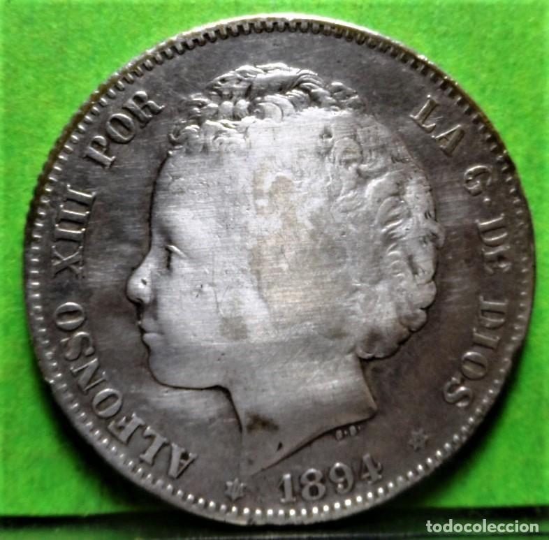 Monedas de Espa&ntilde;a: ALFONSO XIII, 2 Pesetas, 1894 *18-94 estrellas muy claras, Ag