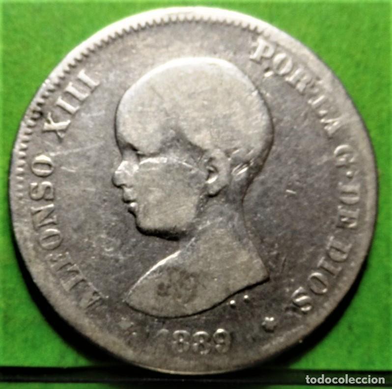 Moedas de Espanha: ALFONSO XIII, 2 Pesetas, 1889 Ag
