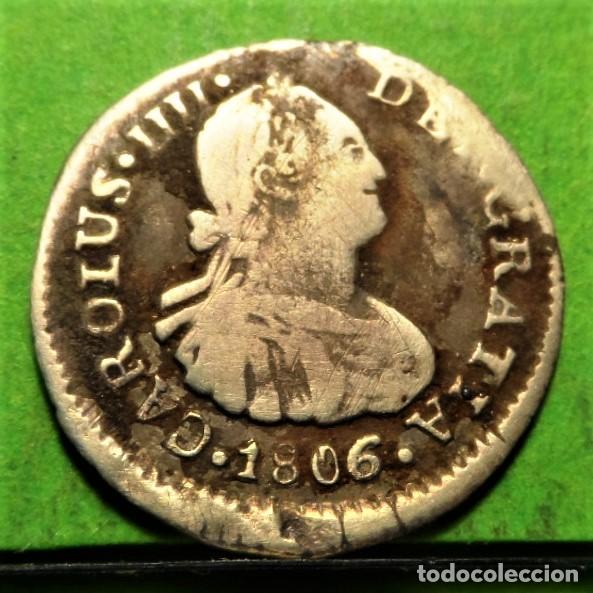 Monedas de Espa&ntilde;a: CARLOS IV, 1/2 Real, 1806, SANTIAGO -FJ, A.C.-355, Ag, Escasa