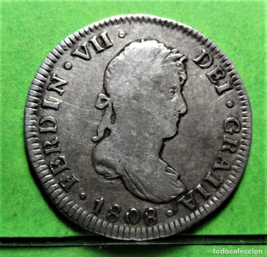 Monedas de Espa&ntilde;a: FERNANDO VII, 2 Reales, 1808, POTOSI -PJ, A.C.-908, Ag,Muy Escasa.
