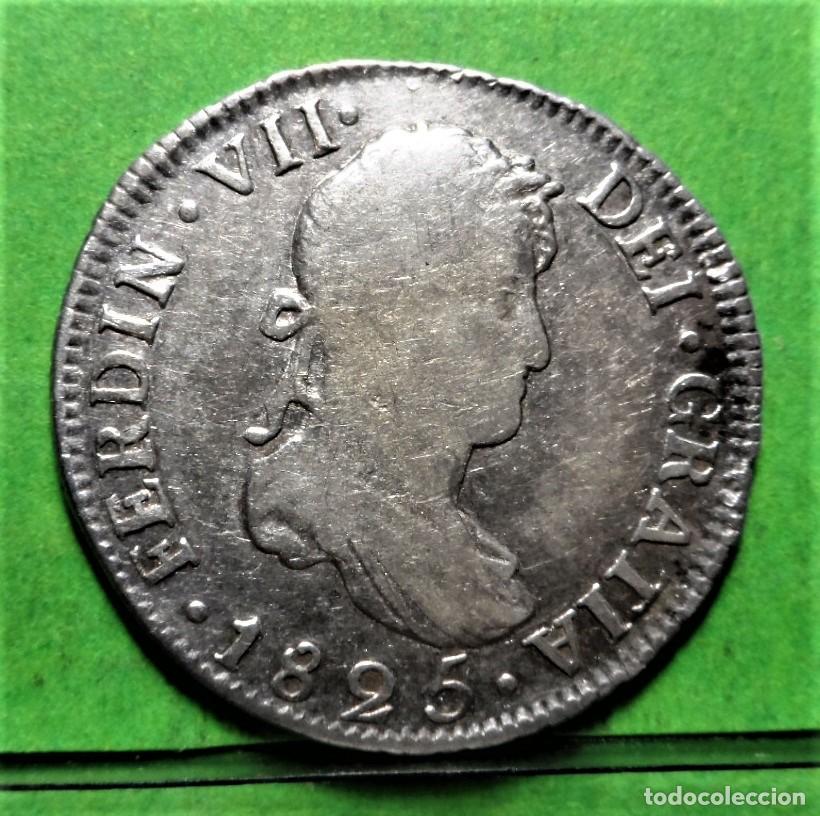 Monedas de Espa&ntilde;a: FERNANDO VII, 2 Reales, 1825, POTOSI -J, A.C.-924, Ag, Escasa