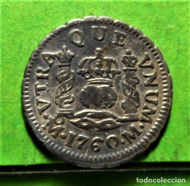 Monedas de Espa&ntilde;a: CARLOS III, 1/2 Real, 1760, MEXICO -M, A.C.-176, Ag