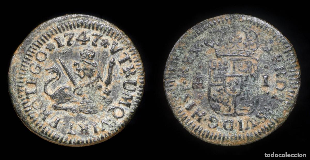 Monedas de Espa&ntilde;a: 1747, 1 Maravedi Philips V, Segovia Mint - 16 mm / 1,16 gr