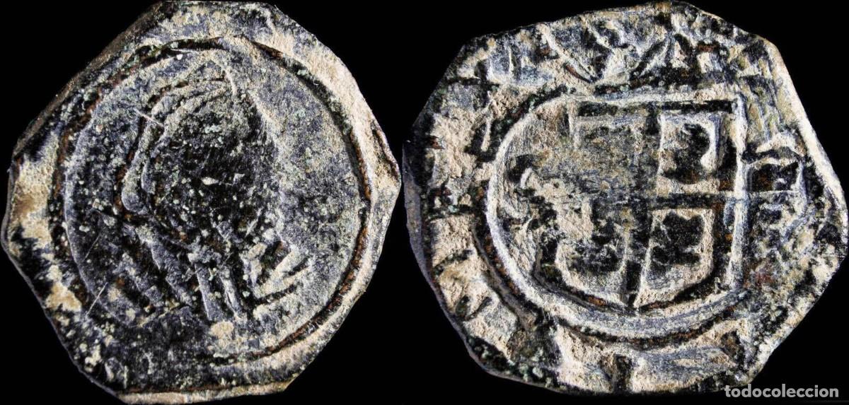 Monedas de Espa&ntilde;a: 1661, 8 Maravedis Hammered Philip IV, Sevilla Mint - 16 mm / 1,55 gr