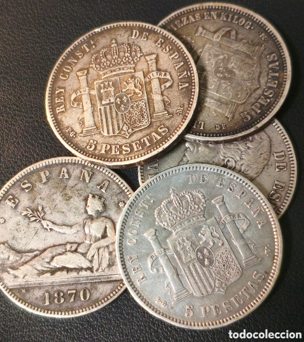M&uuml;nzen von Spanien: Monedas 5 pesetas 1870-1898 Plata