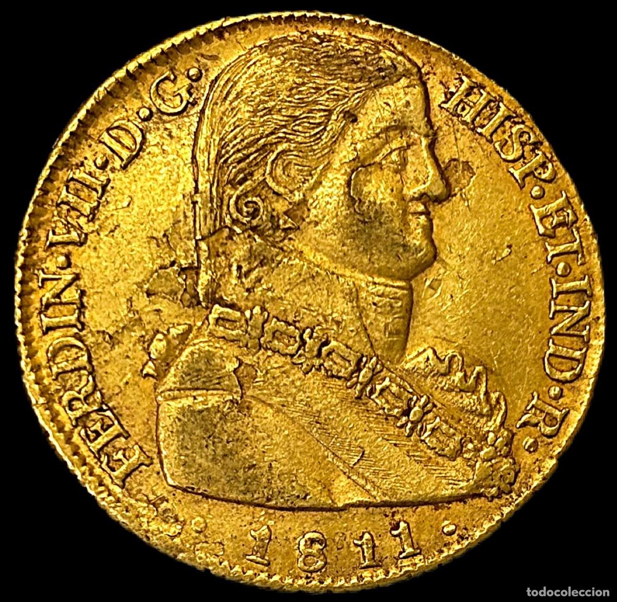 Monedas de Espa&ntilde;a: 8 Escudos Fernando VII Santiago