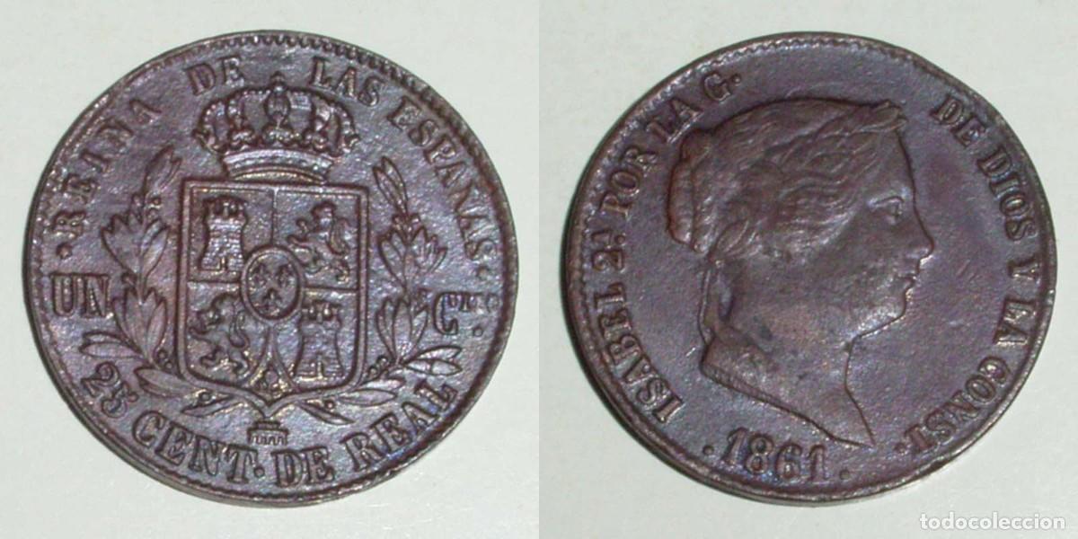 Monedas de Espa&ntilde;a: 25 Ctmos. de Real 1861 Segovia