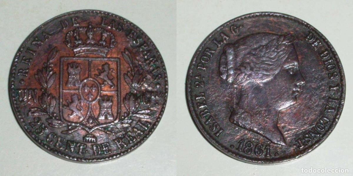 Monedas de Espa&ntilde;a: 25 Ctmos. de Real 1861 Segovia