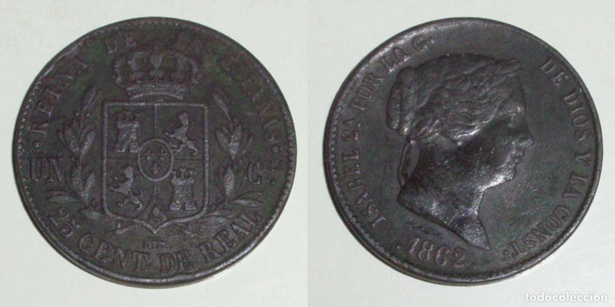 Monedas de Espa&ntilde;a: 25 Ctmos. de Real 1862 Segovia
