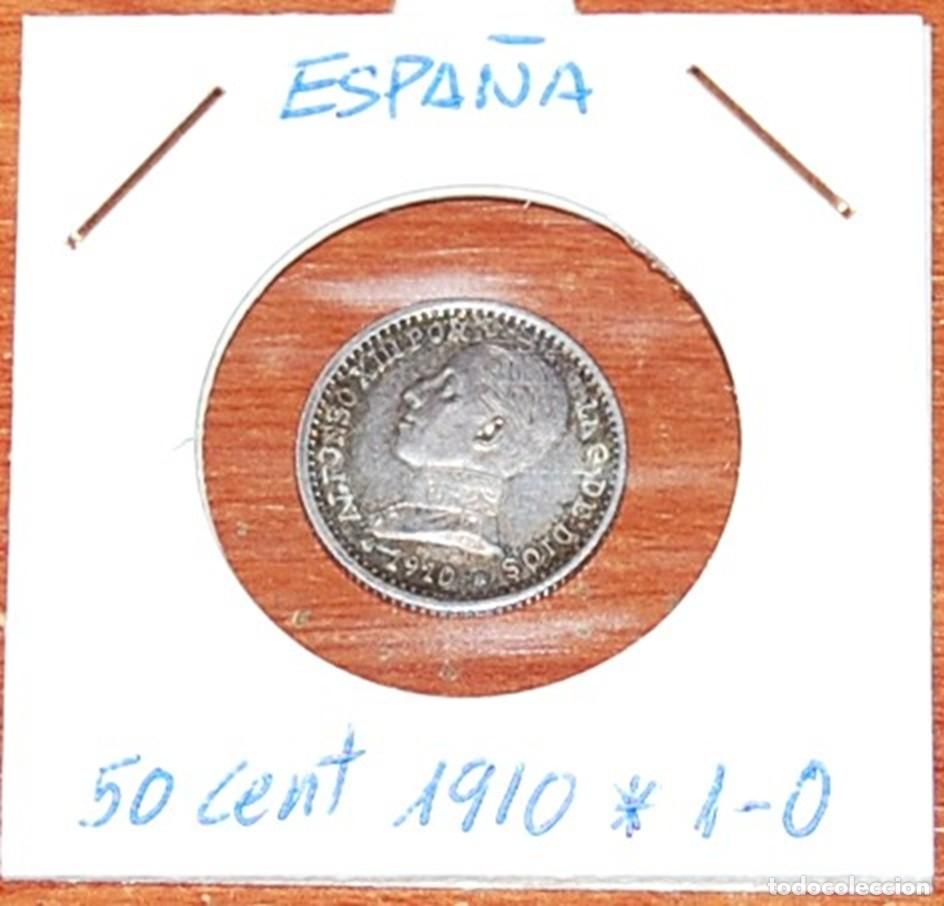Monedas de Espa&ntilde;a: 50 CENTIMOS DE PLATA ALFONSO XIII 1910 *1-0 PC V MBC