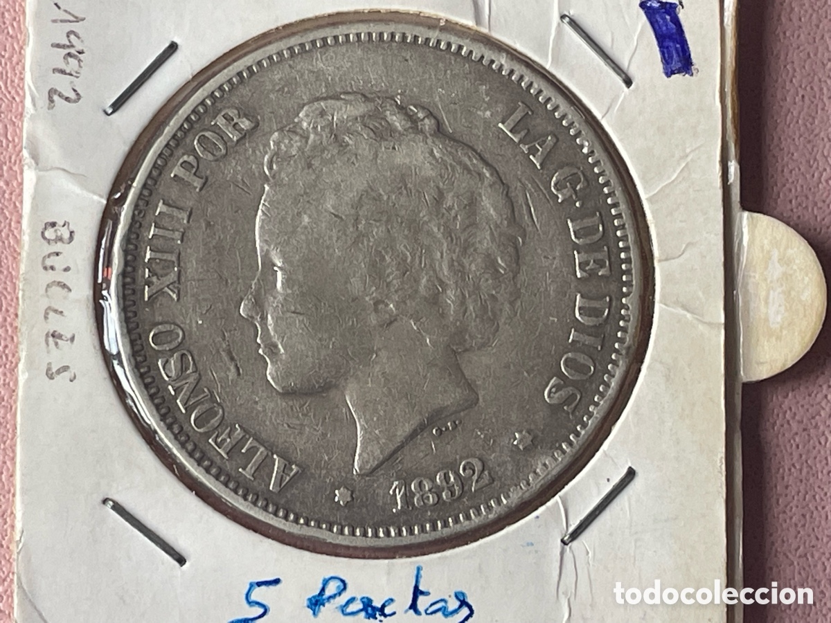 Monedas de Espa&ntilde;a: 5 Pesetas Alfonso XIII 1892 *_8-92* PGM Tipo Bucles &mdash; Plata