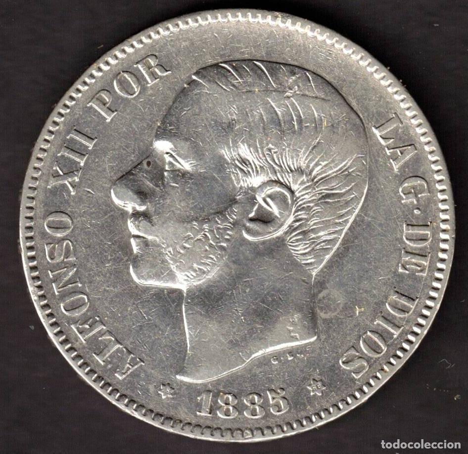 M&uuml;nzen von Spanien: ESPA&Ntilde;A MONEDA 5 PESETAS ALFONSO XII 1885 * 18 * 85 MSM