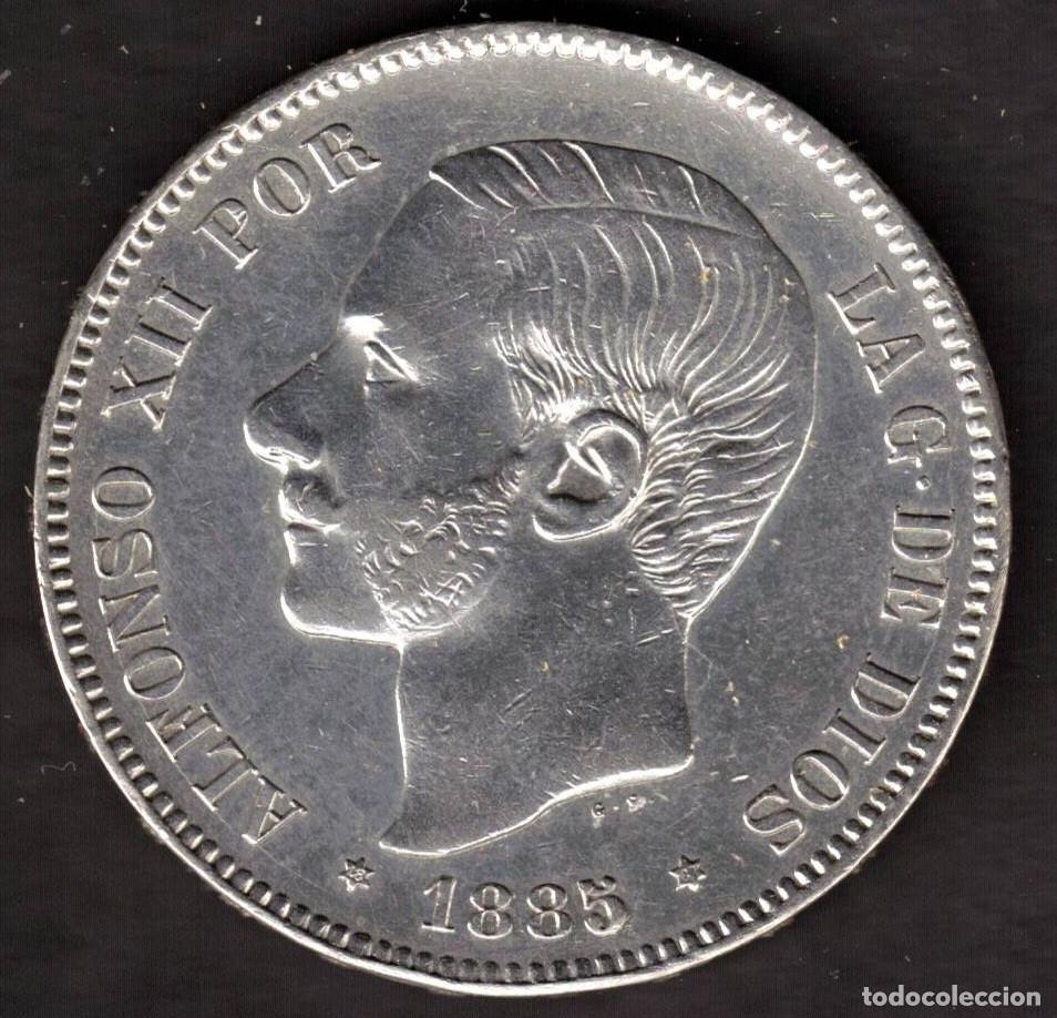 M&uuml;nzen von Spanien: ESPA&Ntilde;A MONEDA 5 PESETAS ALFONSO XII 1885 * 18 * 87 MSM