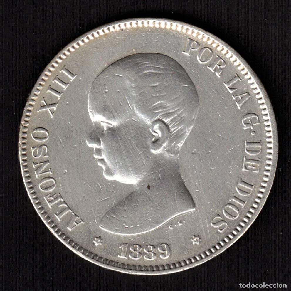 M&uuml;nzen von Spanien: ESPA&Ntilde;A MONEDA 5 PESETAS ALFONSO XIII 1889 * 18 * 89 MPM