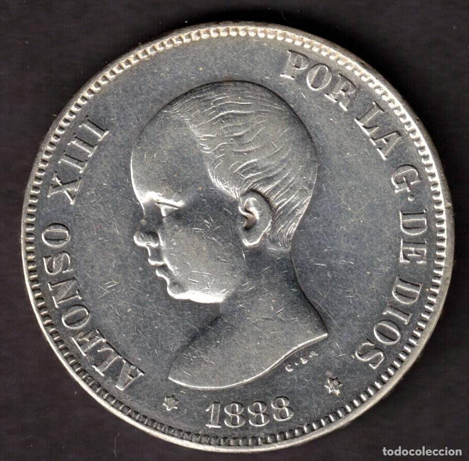 M&uuml;nzen von Spanien: ESPA&Ntilde;A MONEDA 5 PESETAS ALFONSO XIII 1888 * 18 * 88 MPM