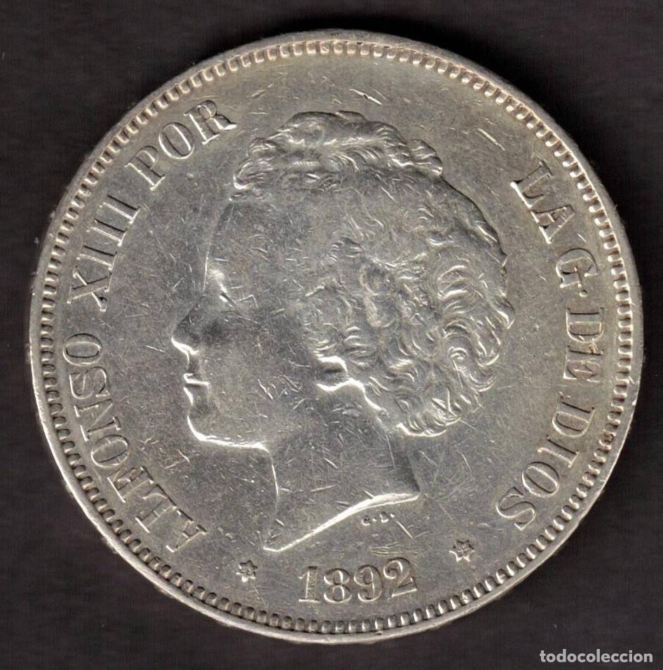 Monedas de Espa&ntilde;a: ESPA&Ntilde;A MONEDA 5 PESETAS ALFONSO XIII 1892 * 18 * 92 PGM