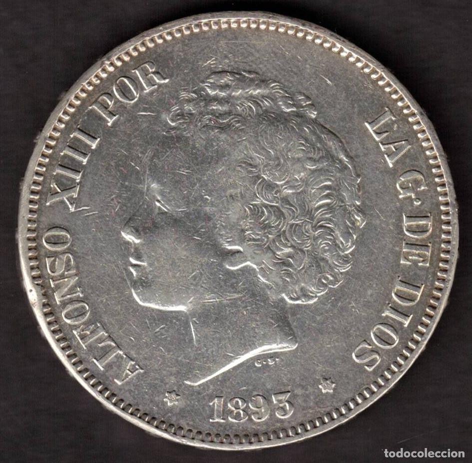 Monedas de Espa&ntilde;a: ESPA&Ntilde;A MONEDA 5 PESETAS ALFONSO XIII 1893 * 18 * 93 PGL
