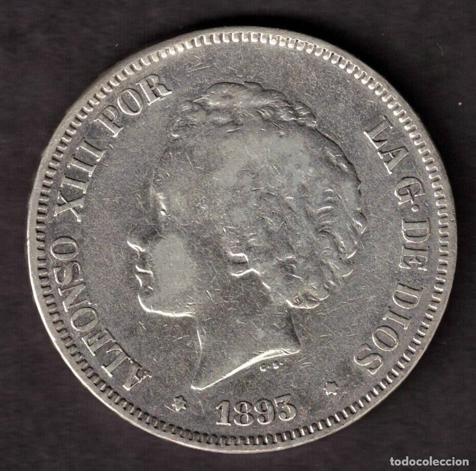 Monedas de Espa&ntilde;a: ESPA&Ntilde;A MONEDA 5 PESETAS ALFONSO XIII 1893 PGV