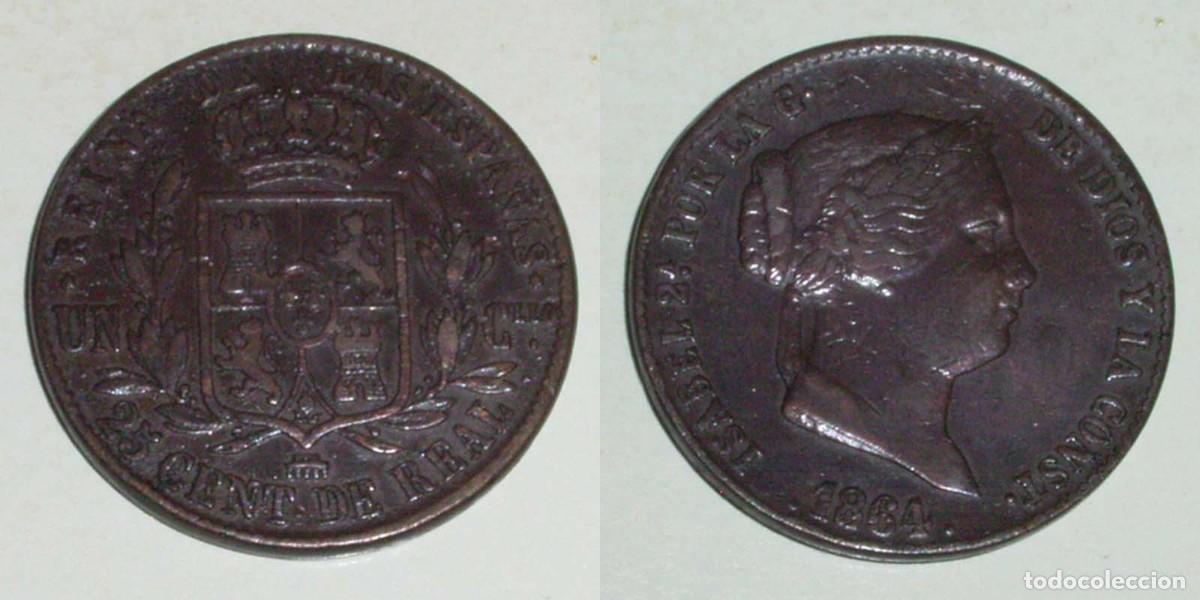 Monedas de Espa&ntilde;a: 25 Ctmos. de Real 1864 Segovia