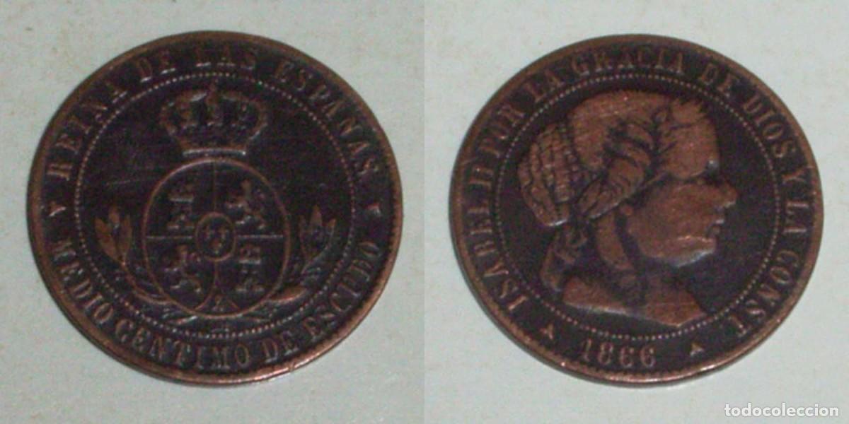Monedas de Espa&ntilde;a: 1/2 Ctmo. Escudo 1866 Segovia-OM