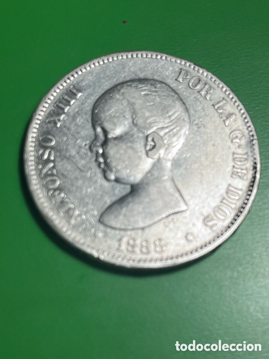 M&uuml;nzen von Spanien: 5 pesetas de plata. 1888.