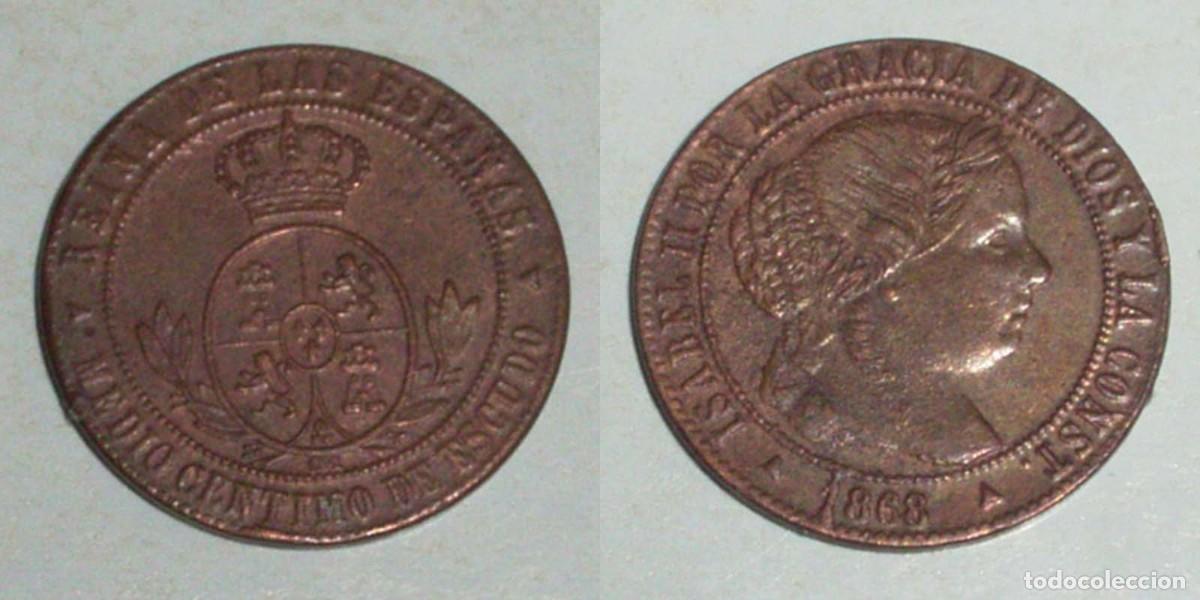 M&uuml;nzen von Spanien: 1/2 Ctmo. Escudo 1868 Jubia-OM
