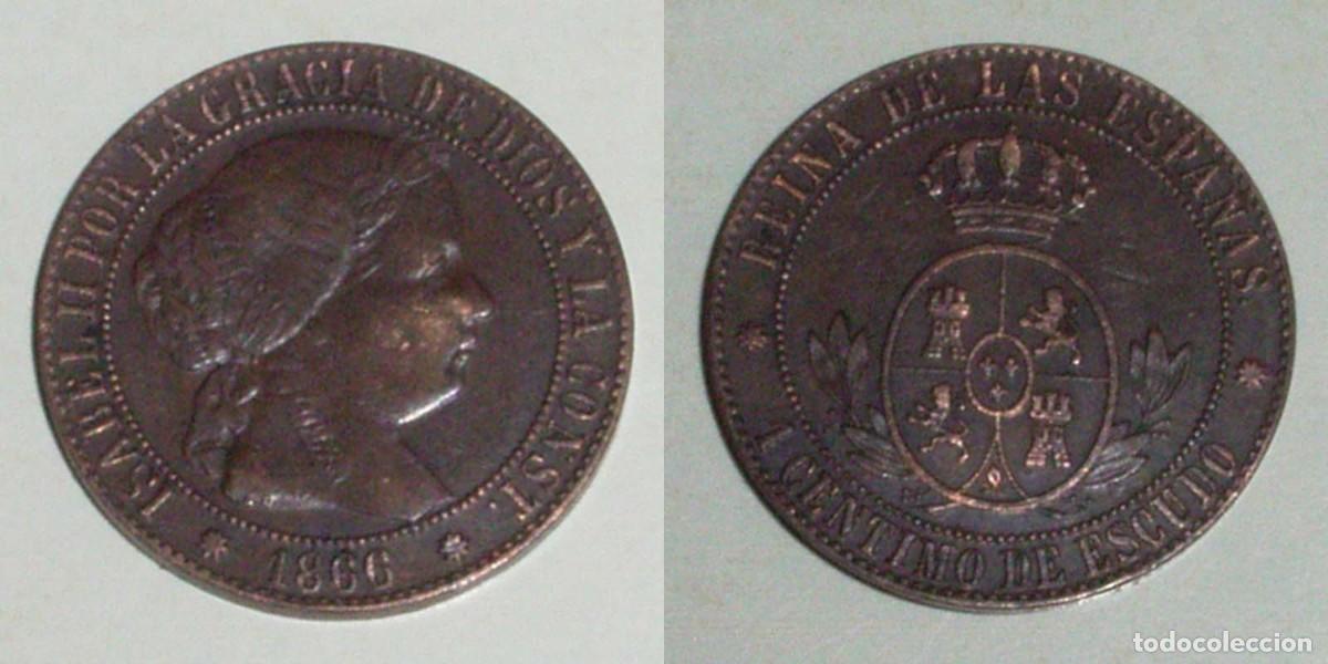 Monedas de Espa&ntilde;a: 1 Ctmo. Escudo 1866 Barcelona