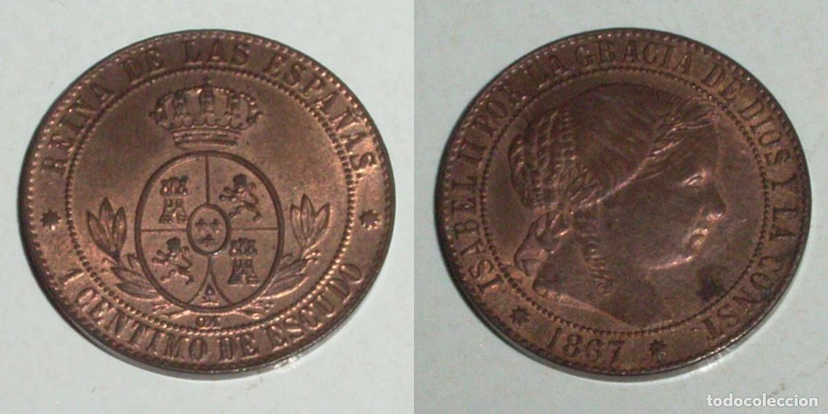 Monedas de Espa&ntilde;a: 1 Ctmo. Escudo 1867 Barcelona-OM