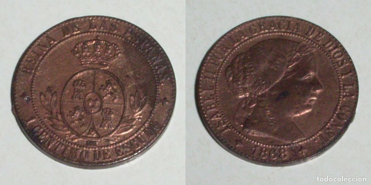Monedas de Espa&ntilde;a: 1 Ctmo. Escudo 1868 Jubia-OM