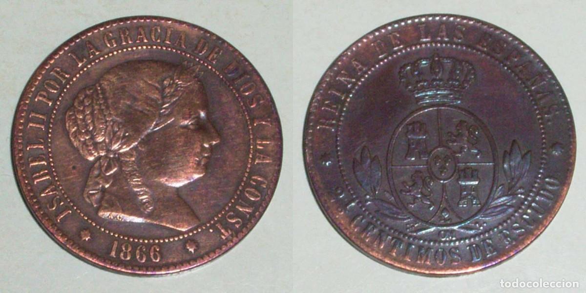 Monedas de Espa&ntilde;a: 2,5 Ctmos. Escudo 1866 Barcelona -OM