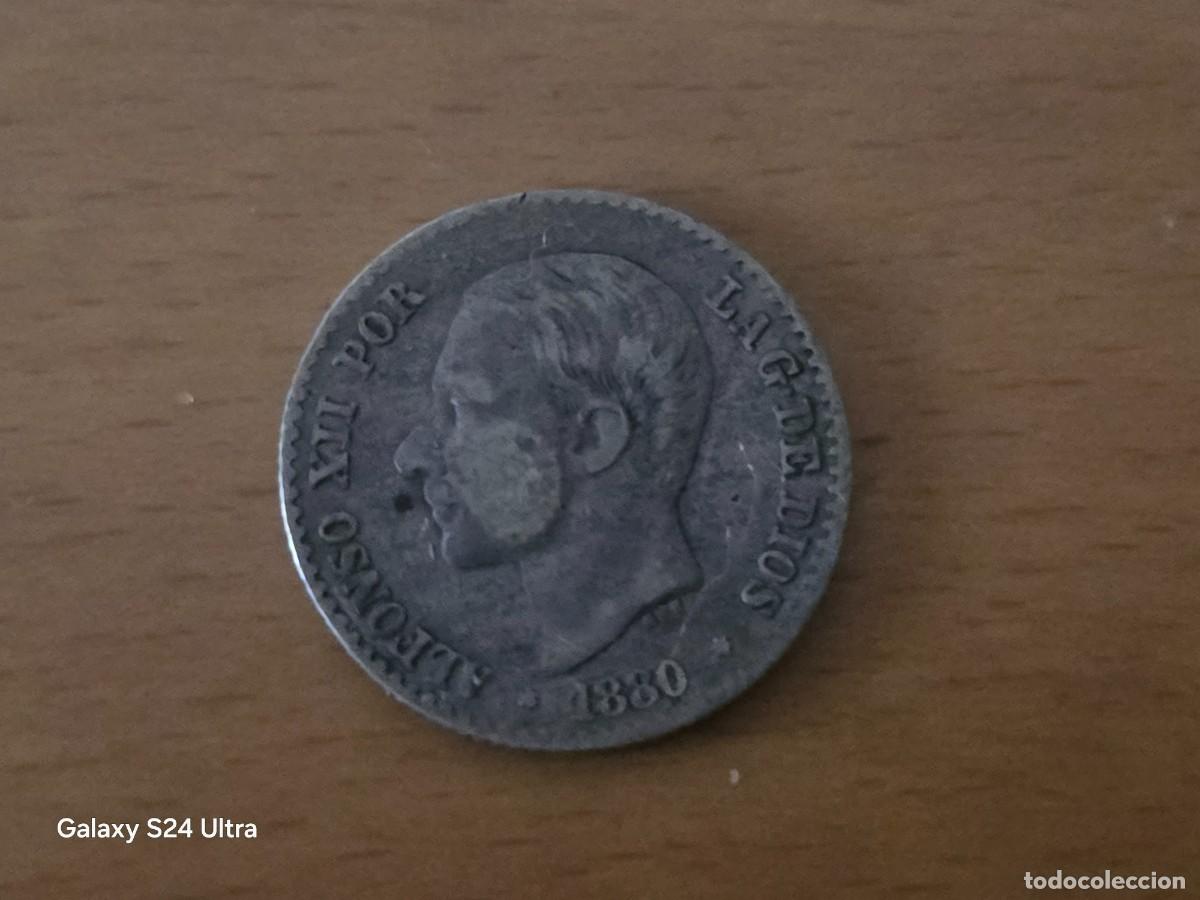 Monedas de Espa&ntilde;a: 50 C&Eacute;NTIMOS DE 1880....ALFONSO XII...2,5 GRAMOS DE PLATA....LM006....LA DE LAS FOTOS