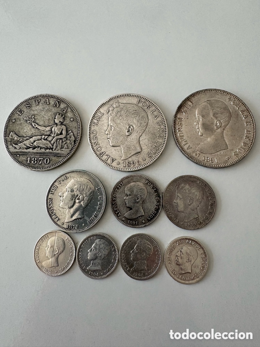 Monedas de Espa&ntilde;a: Lote 10 Monedas Plata Espa&ntilde;a 1870 a 1926 - Estrellas Visibles y P&aacute;tina