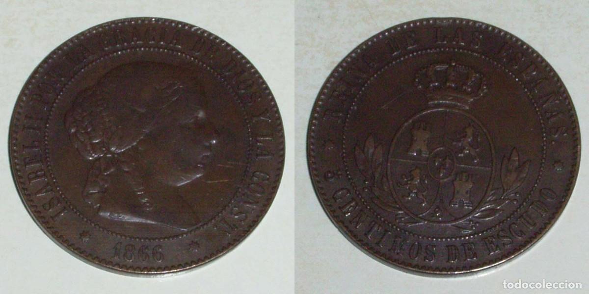M&uuml;nzen von Spanien: 5 Ctmos. Escudo 1866 Barcelona