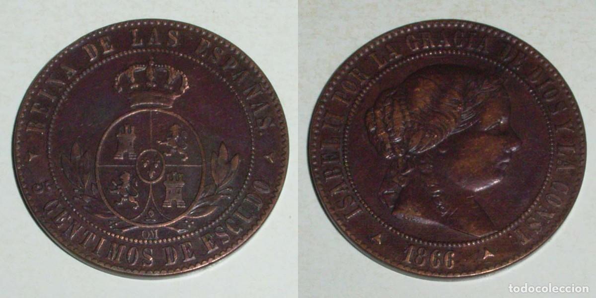 M&uuml;nzen von Spanien: 5 Ctmos. Escudo 1866 Segovia-OM